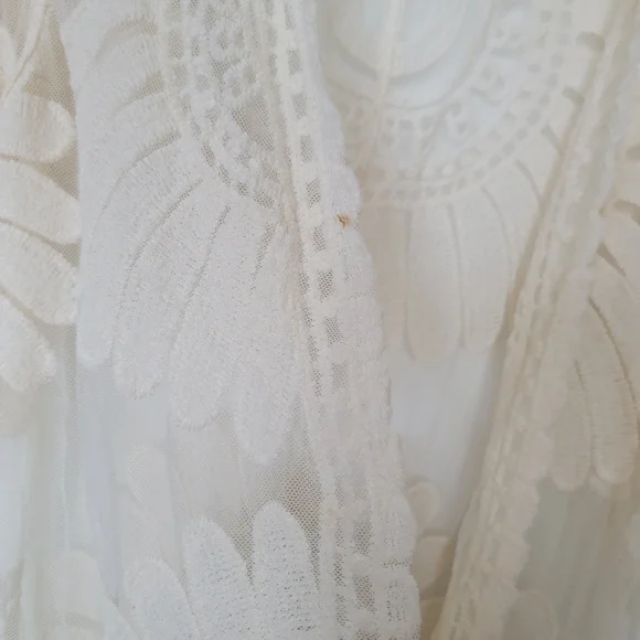 Rebellion Indie Boho Granola Girl Cream Lace Cardigan Kimono - Picture 6 of 8
